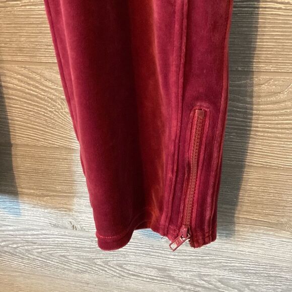 PINK Victoria's Secret Velour Track Pants Zippered Ankle Burgundy Joggers - Picture 3 of 6